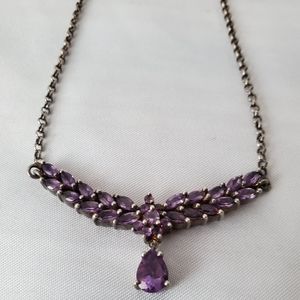 Genuine Amethyst vintage necklace sterling silver